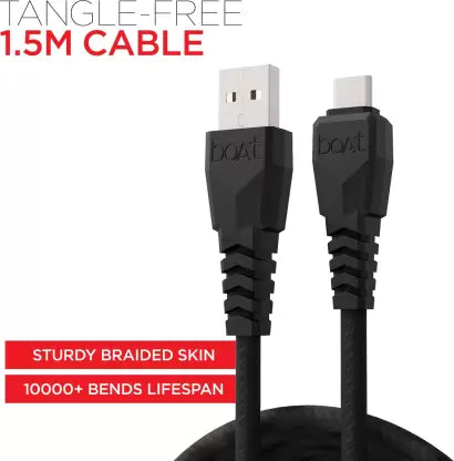 boAt USB Type C Cable 3 A 1.5 m A320 (Compatible with Mobiles, Tablets & any other device with type-c port, Black) boAt USB Type C Cable 3 A 1.5 m A320 (Compatible with Mobiles, Tablets & any other device with type-c port, Black)